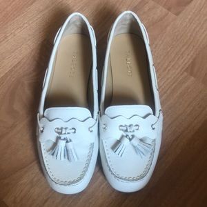 Talbots white leather driving moccasins Sz. 8 1/2M